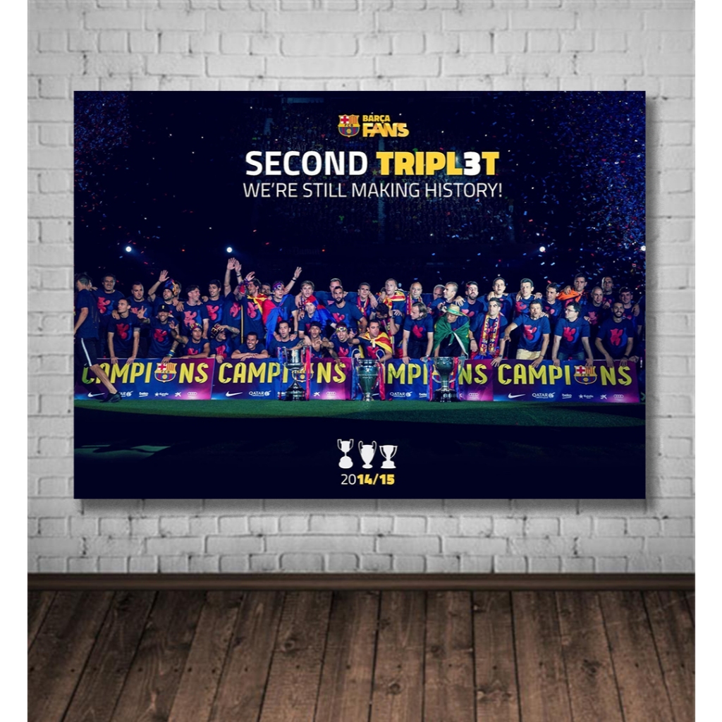BARCELONA UCL WINNERS 2014-2015 กรอบโปสเตอร์ FOOTBALL Wall Decor ตกแต่งผนังฟุตบอล ENGLISH LEAGUE