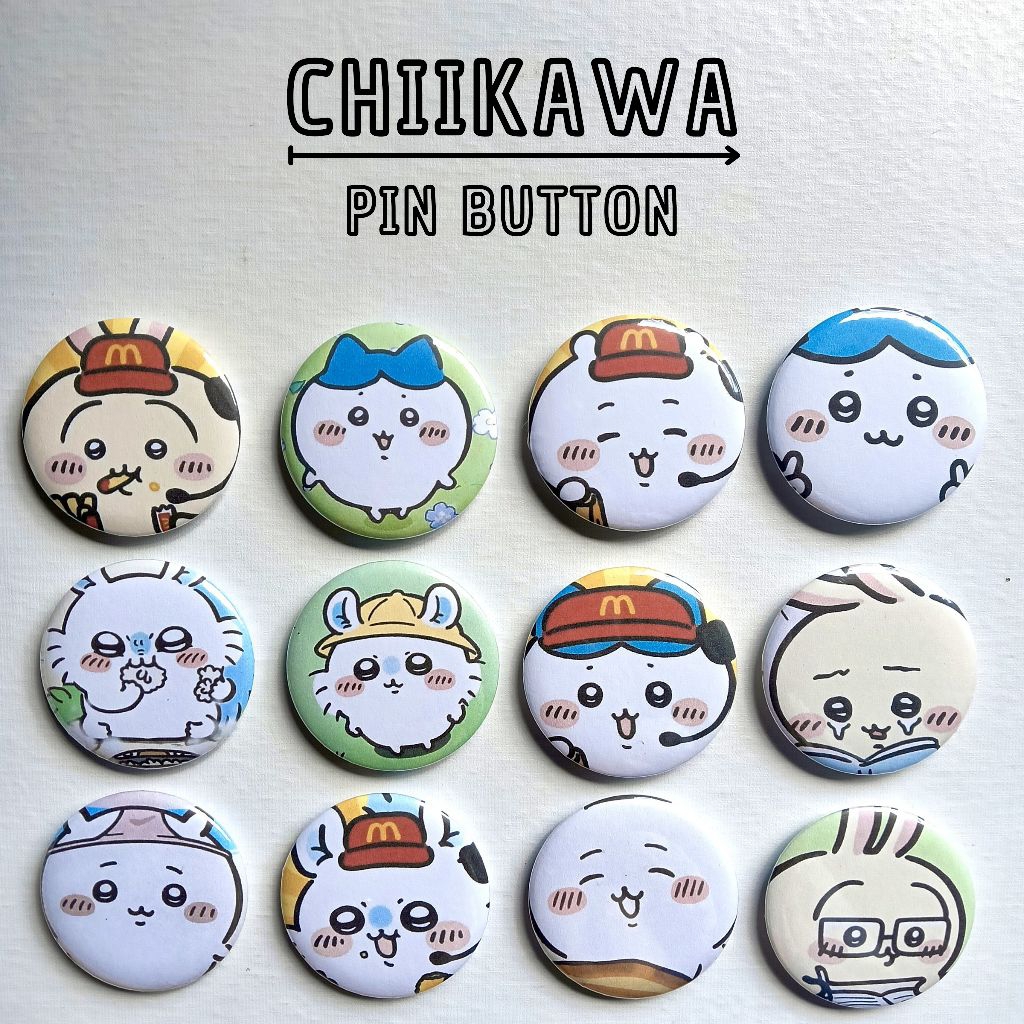 CHIIKAWA BUTTON PIN|4ซม|CHIIKAWA, USAGI, HACHIWARE, MOMONGA