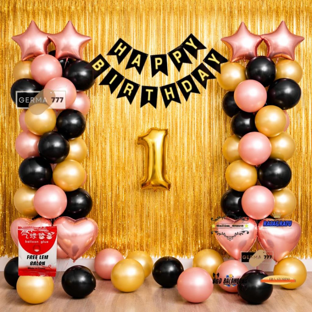 30 ชิ้น Rosegold สีดําทองลูกโป่งยางเด็กวันเกิด Party Simple Hbd วันเกิดตกแต่ง