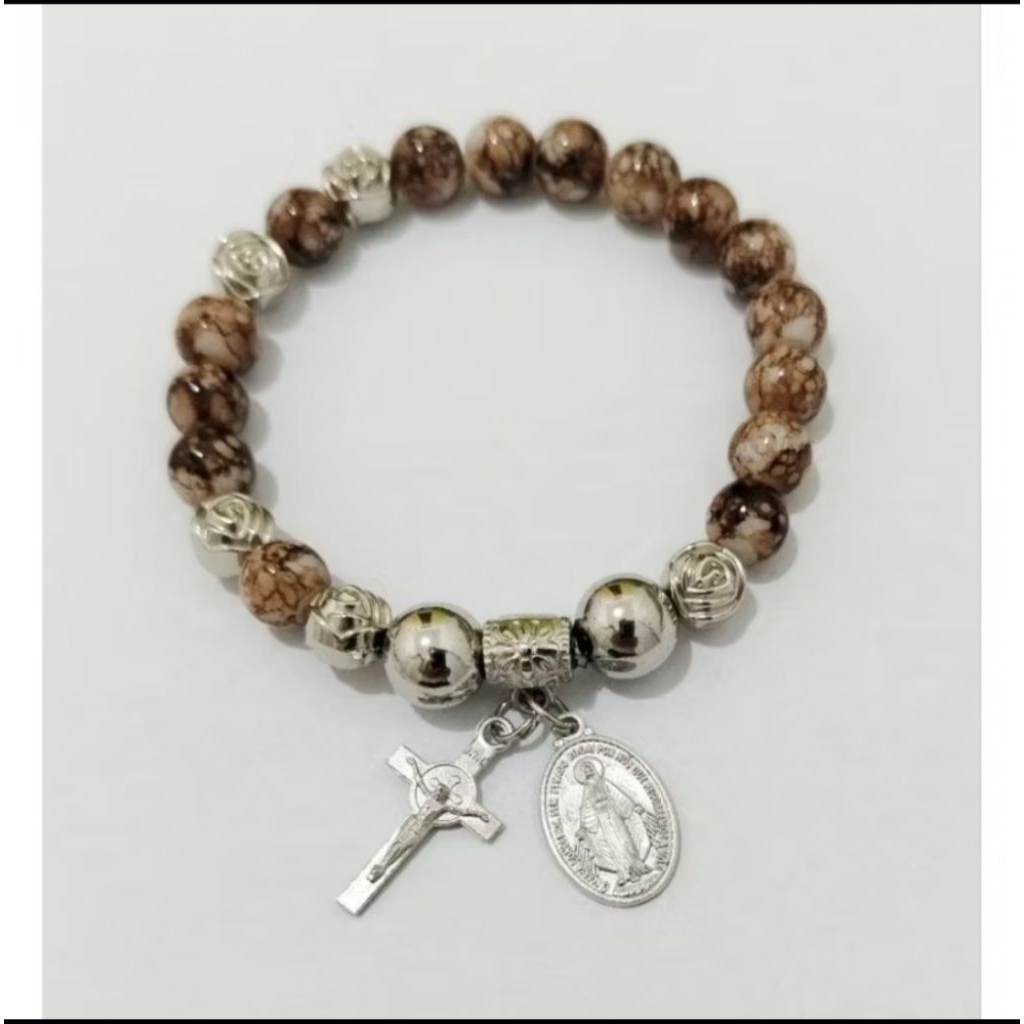G1901 HEAVY PEARL ROSARY BRACELET CRYSTAL GLASS JADE SPIRITUAL BRACELET