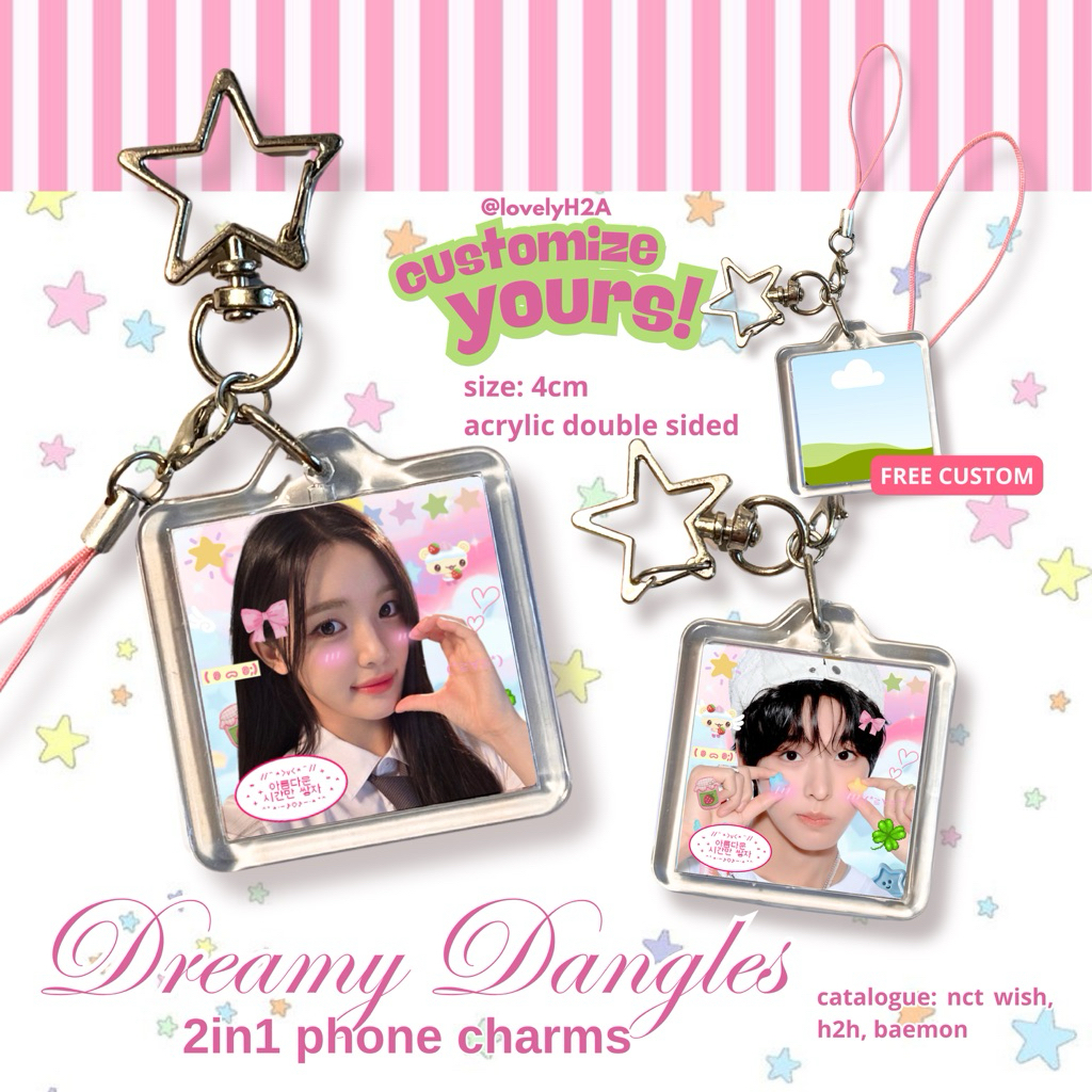 HP GANTUNGAN [dreammy danggles] โทรศัพท์ charm ที่แขวนอุปกรณ์เสริมโทรศัพท์มือถือรูปถ่ายแบบกําหนดเอง