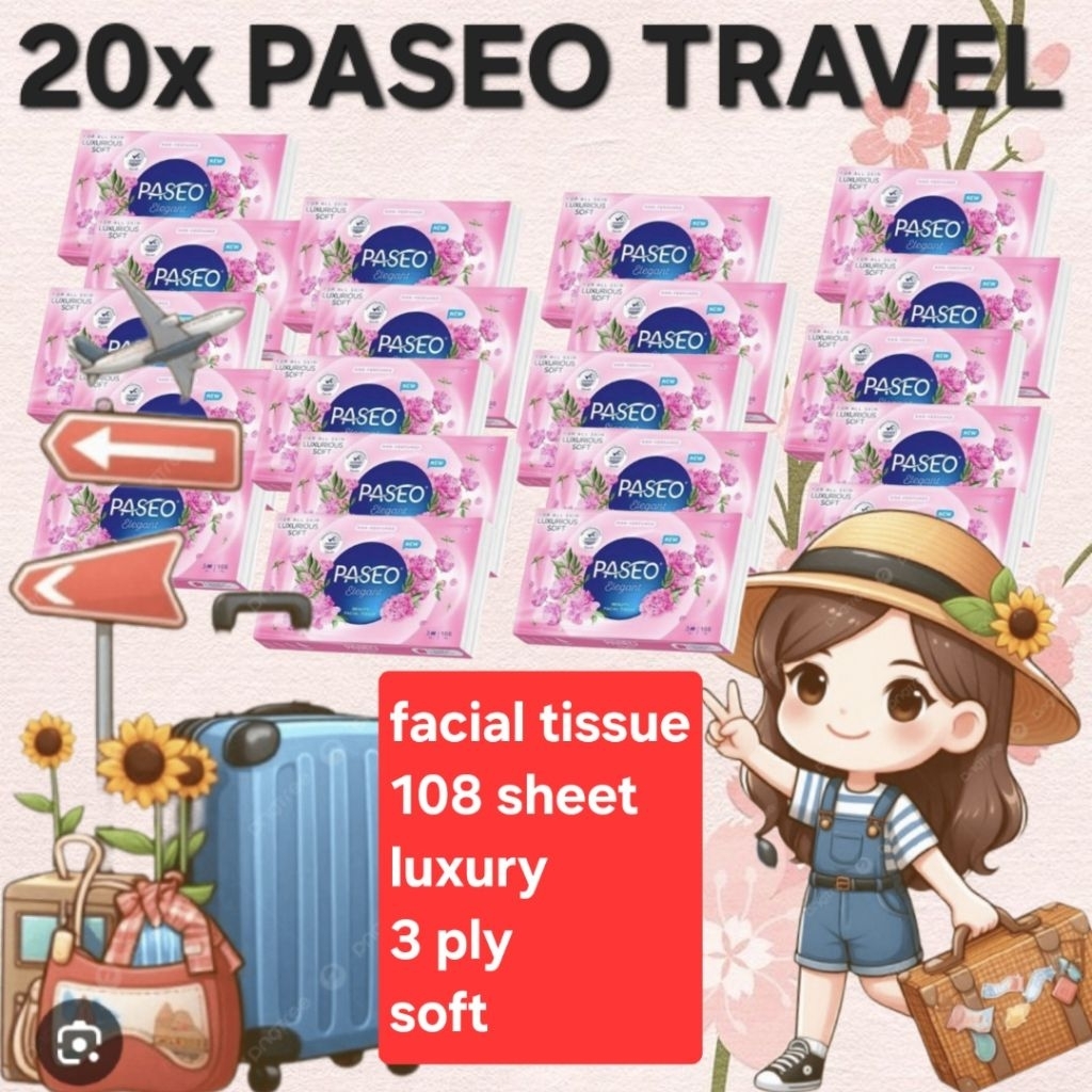20x PASEO TRAVEL ELEGANCE 108 แผ่น 3 ชั้น