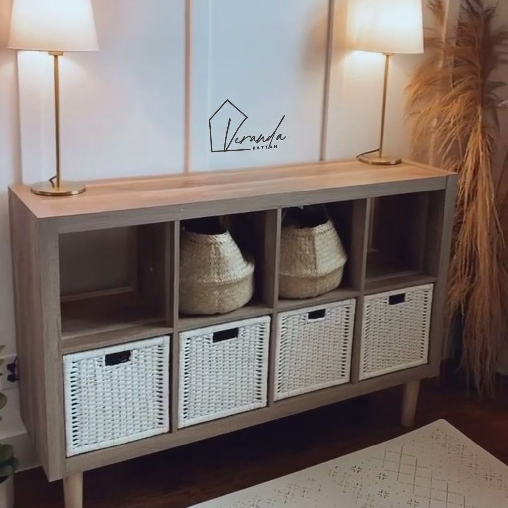 RATTAN BOX/RATTAN BASKET/BRANAS DRAWER WHITE MULTIPURPOSE