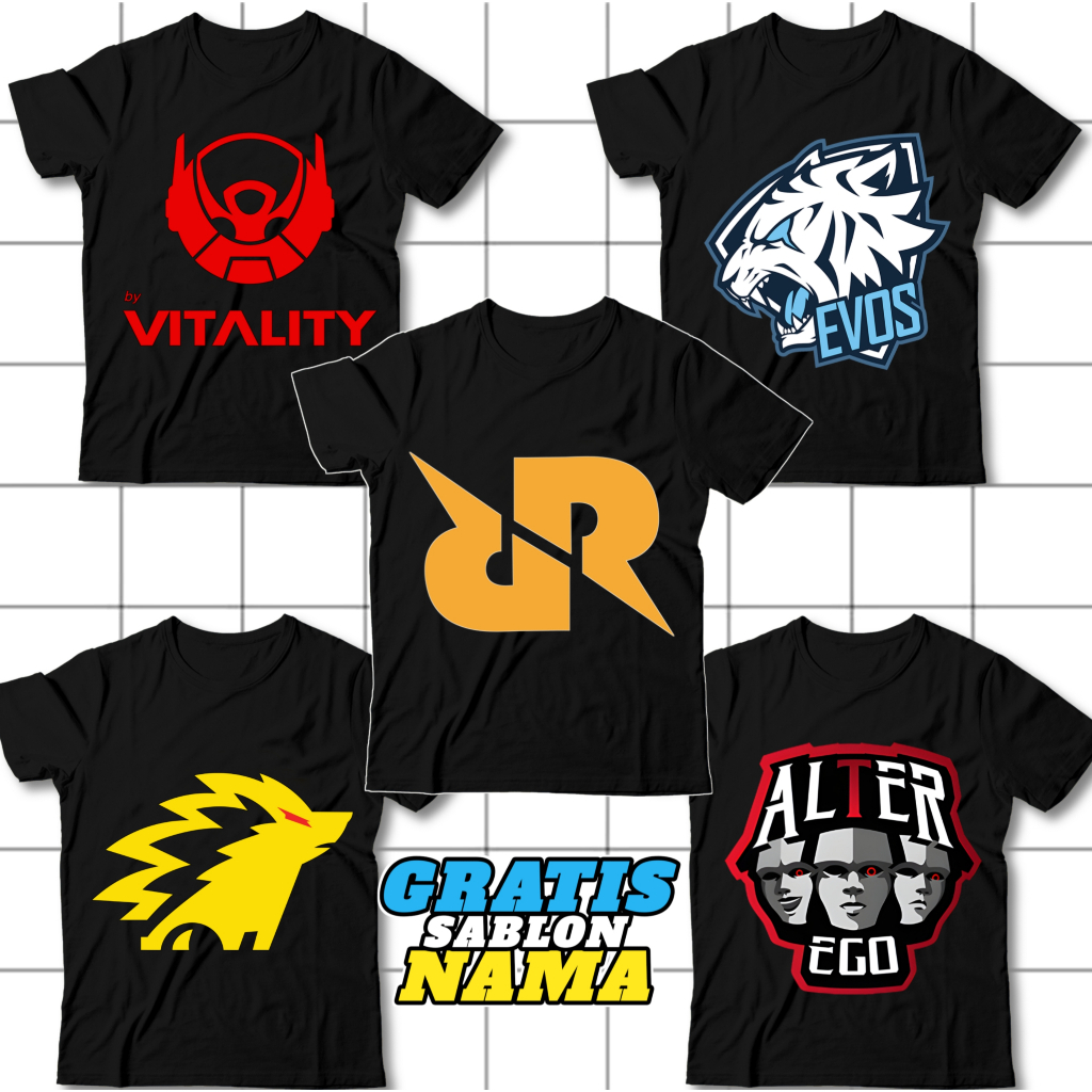 (ชื่อฟรี) เสื้อยืดเด็กพร้อมทีม ESPORTS ML FF PUBG VALORANT RRQ EVOS ONIC ALTER EGO BTR GEEK DEWA PRX