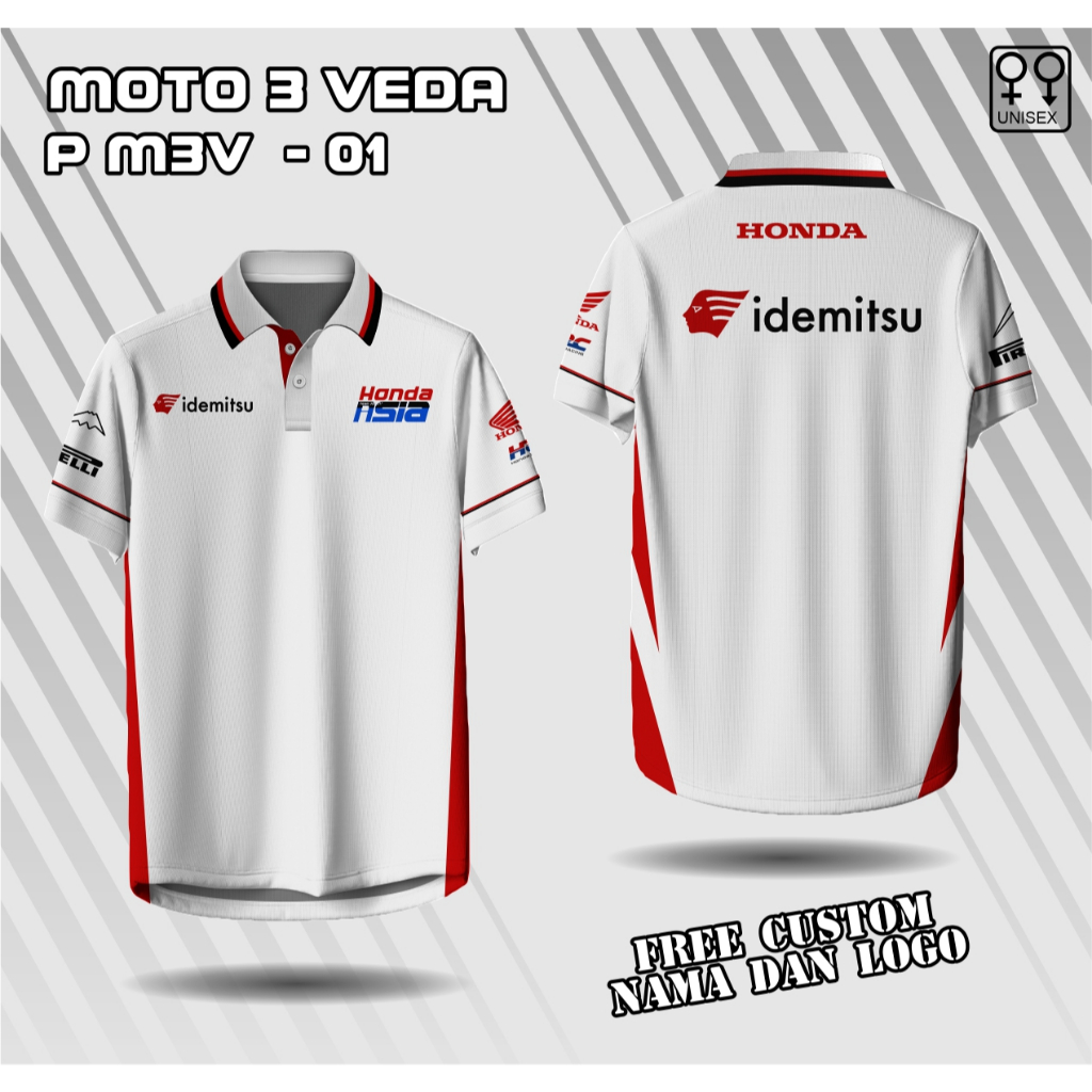 Honda ทีม Asia Moto3 2026 Veda Ega Pratama เสื้อโปโล Motogp ทีมแข่ง honda idemitsu เสื้อยืดยานยนต์
