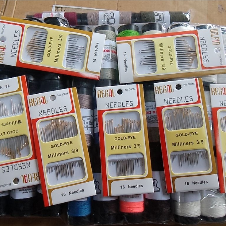 REGAL GOLD-EYE HAND SEWING NEEDLES/MILINERS SEWING NEEDLES 3/9 COTENTS 16 ชิ้น NEEDLES (RETAIL)