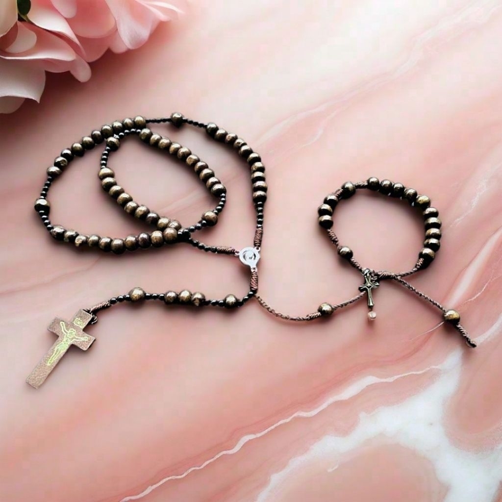 RG213 ROSARY PACKAGE + WOODEN BRACELET CATHOLIC COUNTER