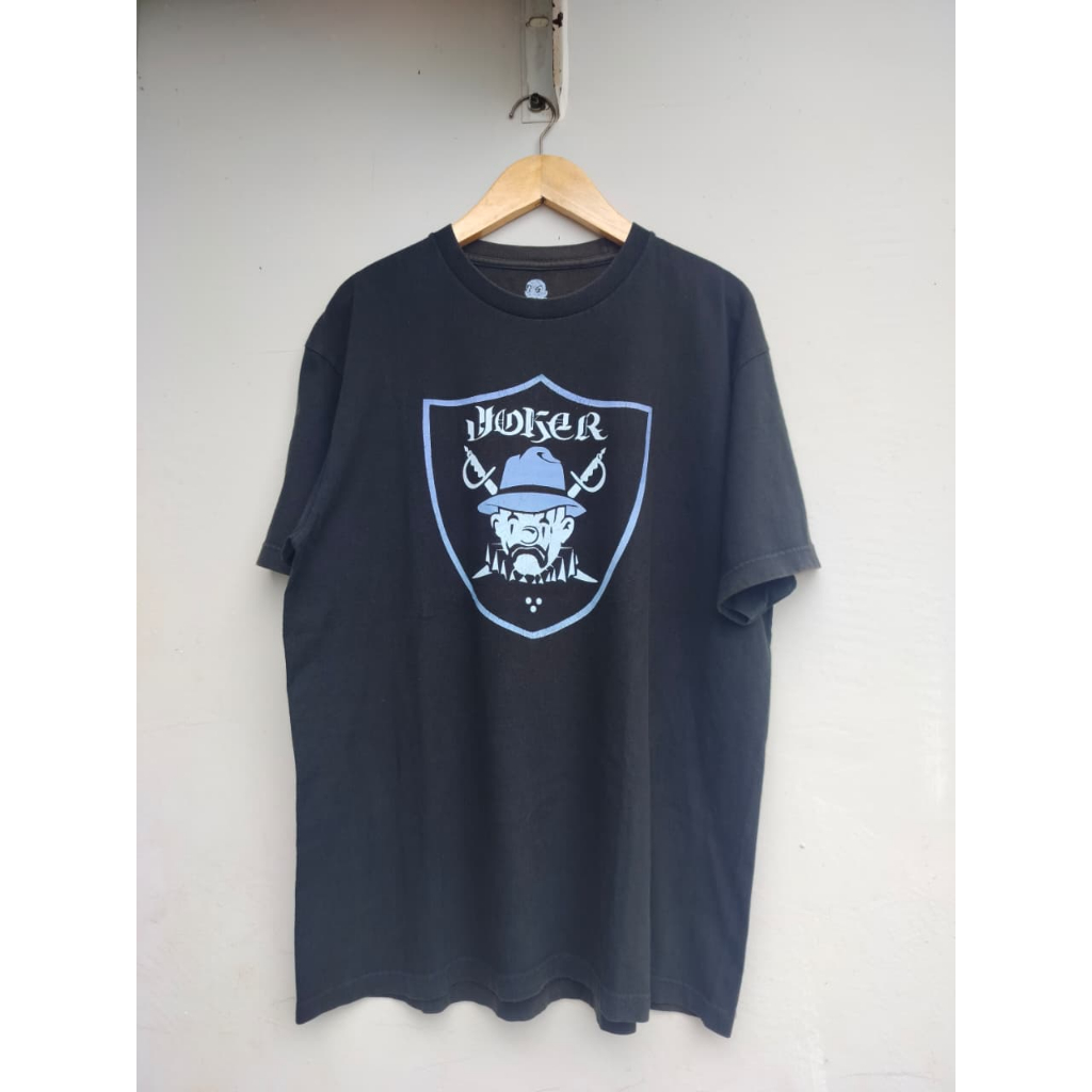 Vintage Hip-Hop Streetwear แบรนด์เสื้อยืด Y2K Joker ยี่ห้อ ไซส์ L (P72 ซม. x W57 ซม.) สีดํา