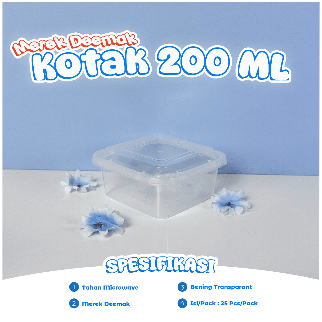 Thinwall DM Box เนื้อหา 200 มล. 25 ชิ้น / กันแตก / Thinwall DeMak / สี่เหลี่ยม / SQ