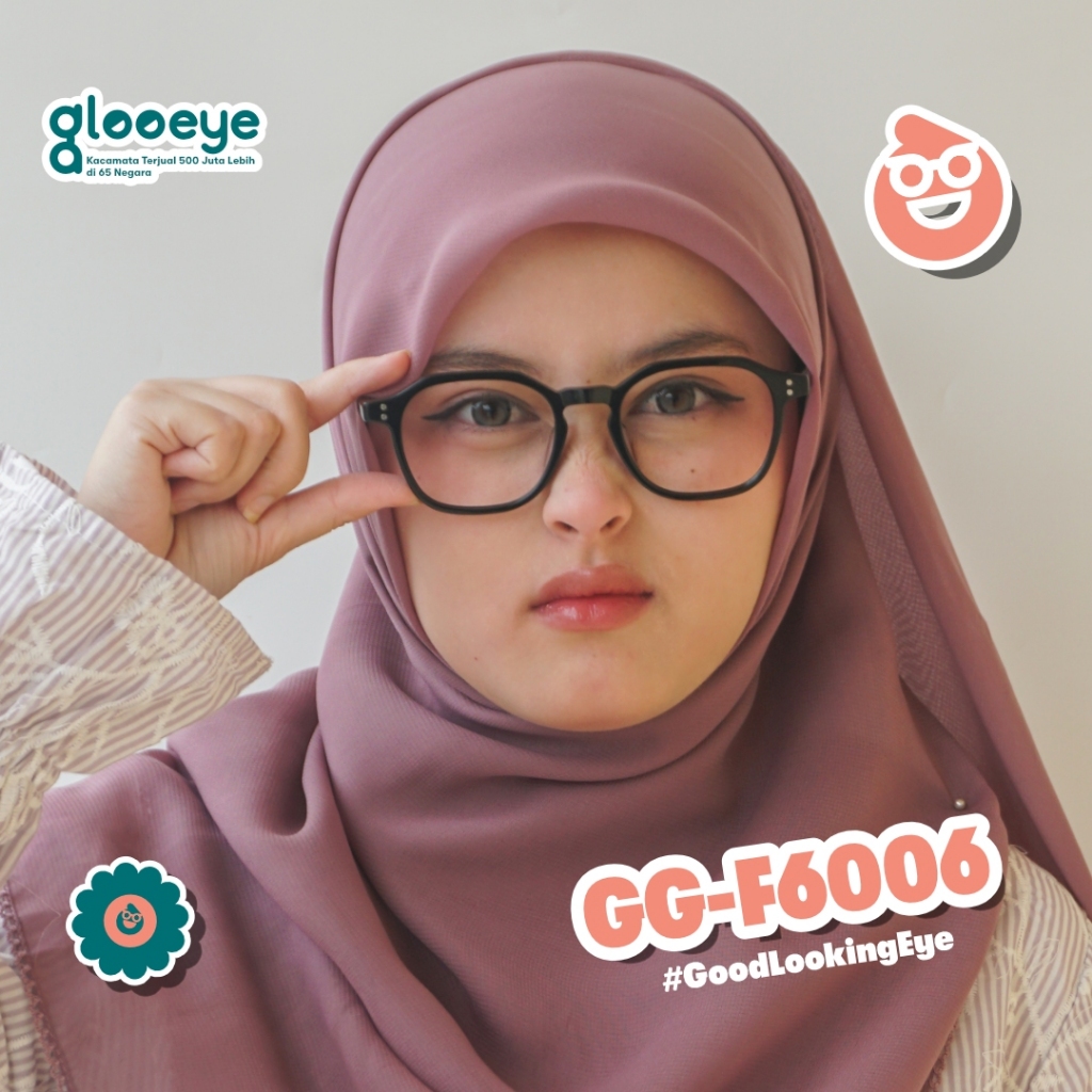 กรอบแว่นตาทรงสี่เหลี่ยม Glooeye GG-F6006 (เลนส์แยกลบ) Anti UV & Blue Light + Night drive ปลอดภัย