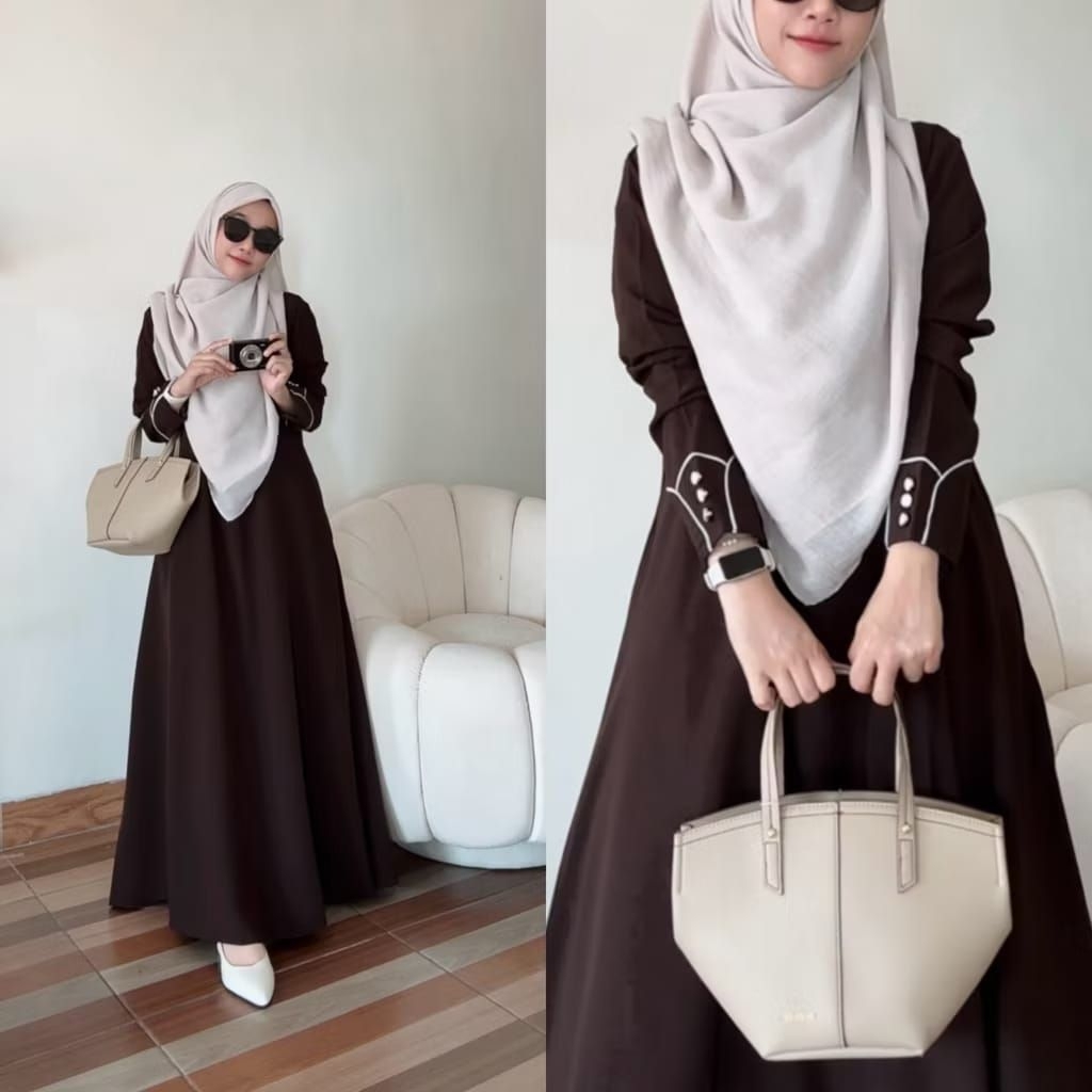 Gamis Deena Maxi Dress Plain Casual มุสลิมเสื้อผ้าสตรี Sabrina วัสดุ Anti UV