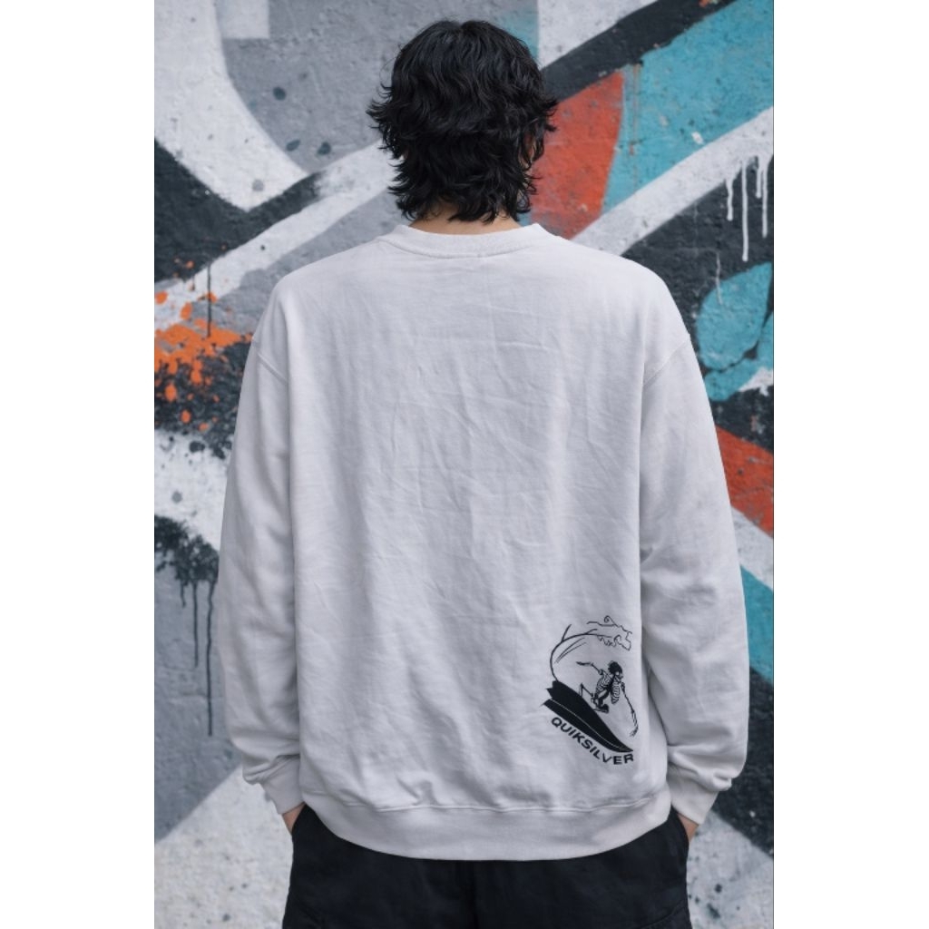(Y2K) Crewneck / Sweatshirt heavycotton Q**KSILVER 01 Size L Oversize fit XL (P69 X L60)