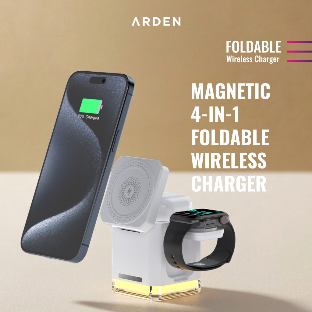 ARDEN 4in1 Magnetic Folding Wireless Charger พร้อมพลังงานรวม 22.5W Fast Charging Station Dock สําหรั