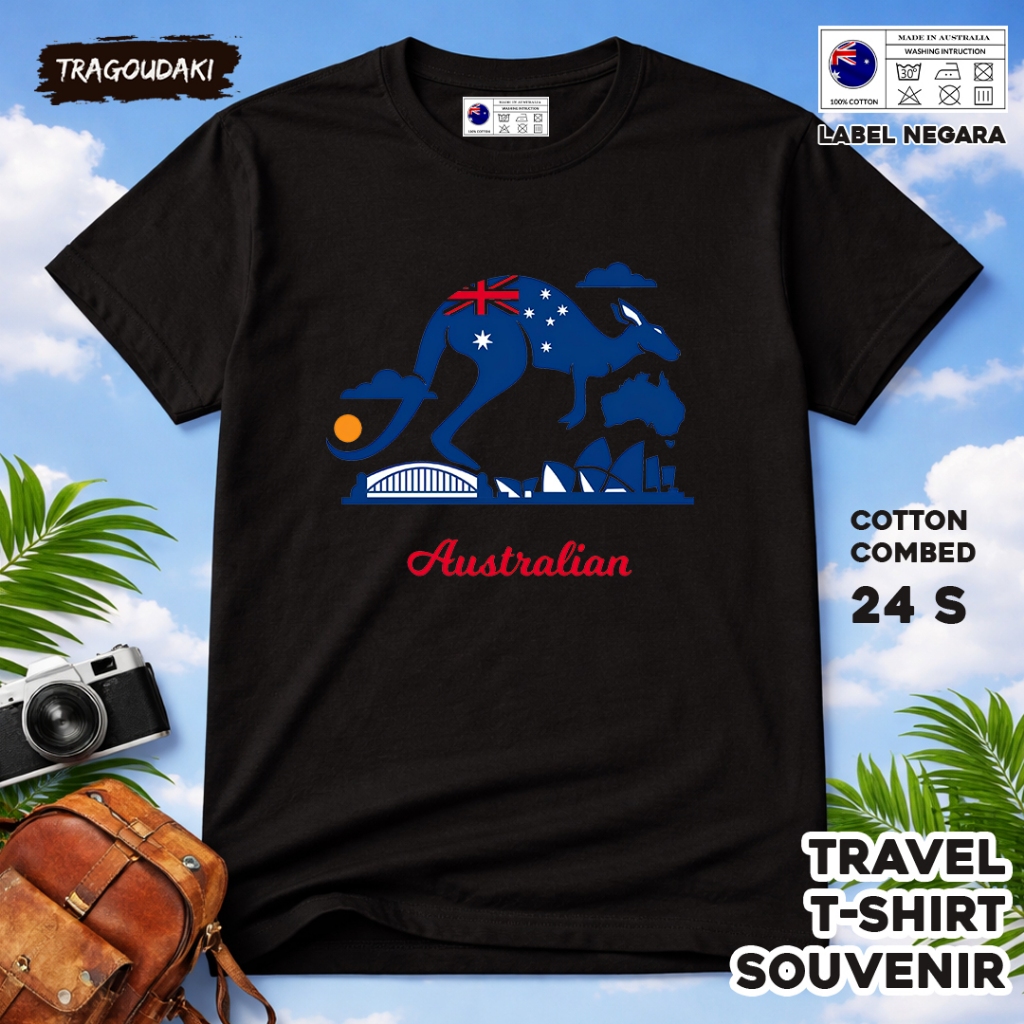เสื้อยืดของที่ระลึก AUSTRALIA AUSTRALIA เสื้อผ้าของที่ระลึก 20 Tag ทําจากผ้าฝ้ายหวี 24s