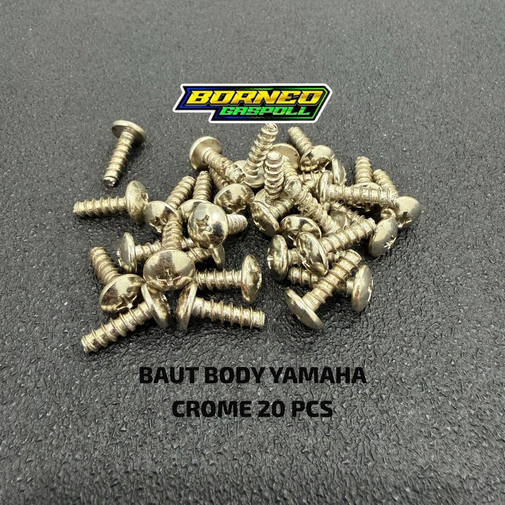 [แพ็คเกจ 20 ชิ้น] YAMAHA M5x16 CHROME MOTORCYCLE BODY BOLT / SCREW / YAMAHA CHROME MOTORCYCLE BODY S