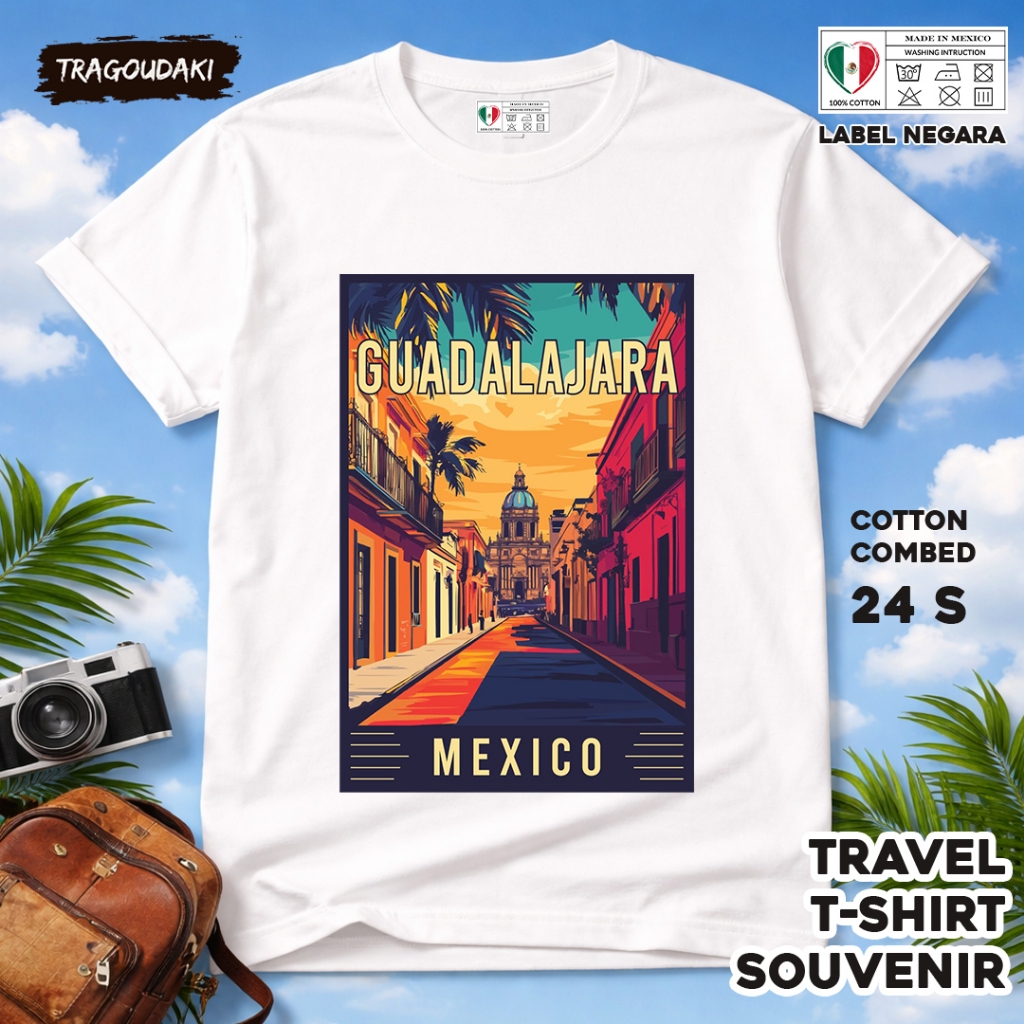 MEXICO ของที่ระลึก T-SHIRT MEXICO 28 Tag ของที่ระลึก เสื้อเชิ้ตทําจากผ้าฝ้ายหวี 24s