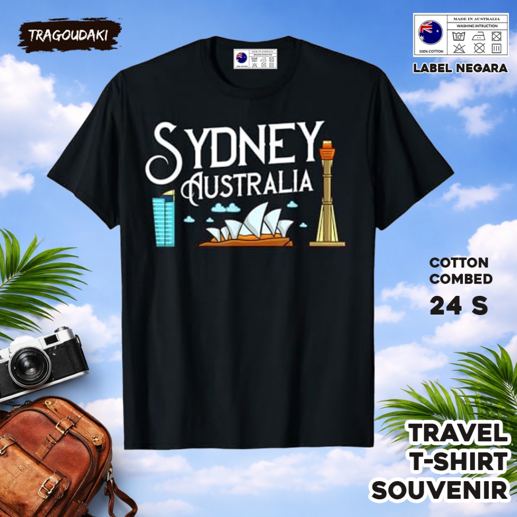 เสื้อยืดของที่ระลึก AUSTRALIA AUSTRALIA 49 Tag เสื้อผ้าของที่ระลึกทําจากผ้าฝ้ายหวี 24s