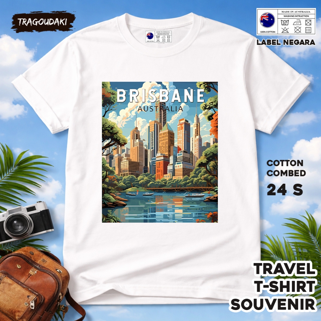 เสื้อยืดของที่ระลึก AUSTRALIA AUSTRALIA เสื้อผ้าของที่ระลึก 18 Tag ทําจากผ้าฝ้ายหวี 24s