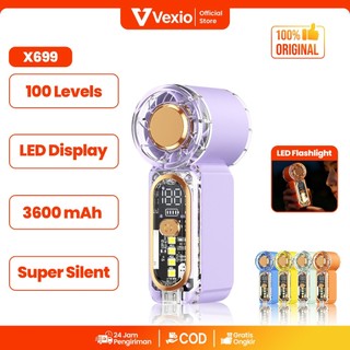 VEXIO Kipas Pocket Size High Speed Fan Kipas Angin Portable Mini dengan 100 Level Kecepatan Airflow Stabil LED Display Baterai Tahan Lama 3600mAh Low Noise Fast Charging X699