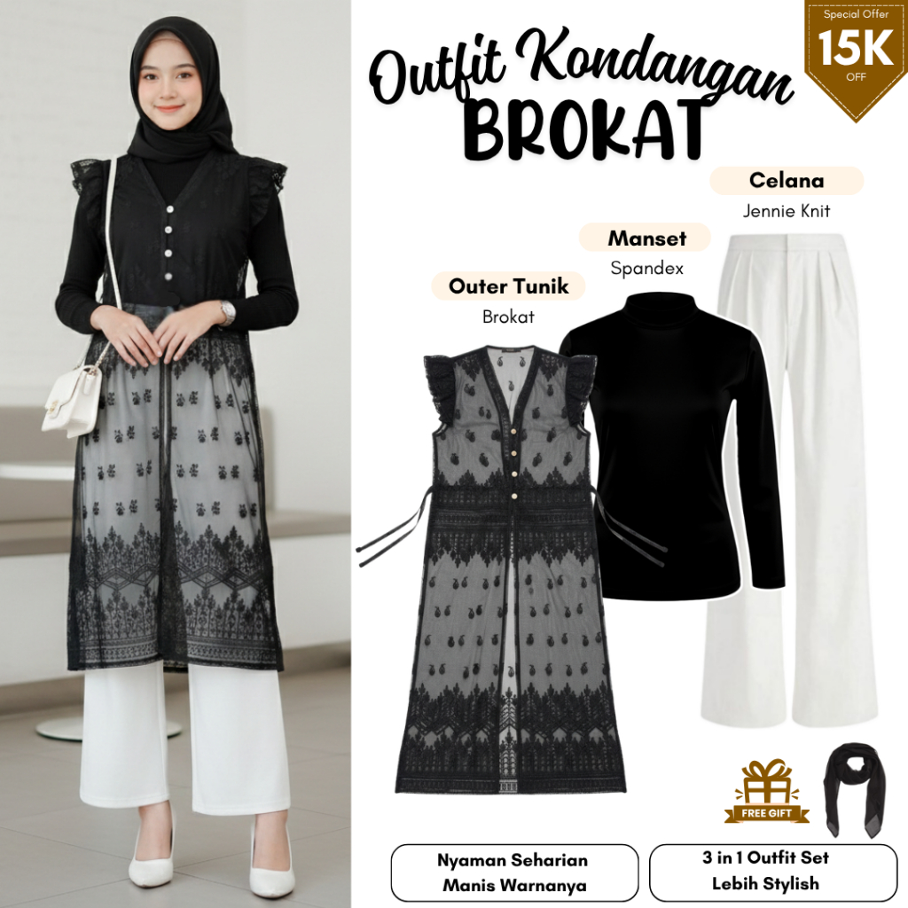 ชุดเดียวสําหรับผู้หญิงยุคใหม่ | เสื้อคลุมตัวนอก+ข้อมือ+กางเกง | Brocade Series 2026 | AF - 01