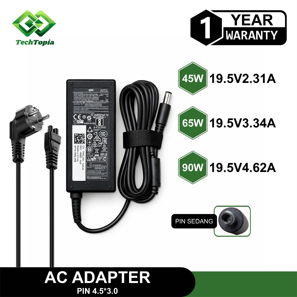 D3LL Latitude อะแดปเตอร์ชาร์จ 4.5x3.0 มม. 4 5W 65W 90W รับประกัน 1 ปี