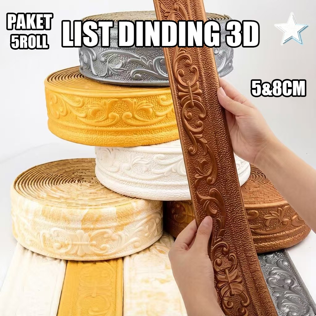 5 ROLL - 3D Foam Wall Border กันน้ําติดตั้งง่าย 230 ซม.กันน้ํา 3D Wall วอลล์เปเปอร์รายการ