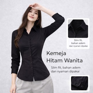 Kemeja kantor Wispie Chill Shirt Wanita Fitted Lengan Panjang