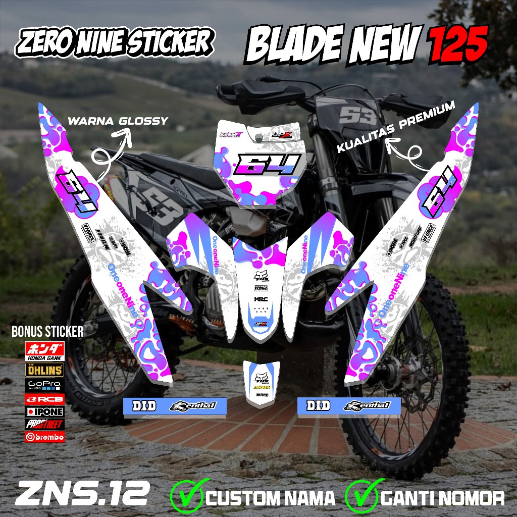 สติ๊กเกอร์ RBT BLADE ใหม่ 125 มอเตอร์แบบกําหนดเอง RBT BEBEK MODIF YZ CRF KLX KX KTM RBT DESIGN ZNS.1