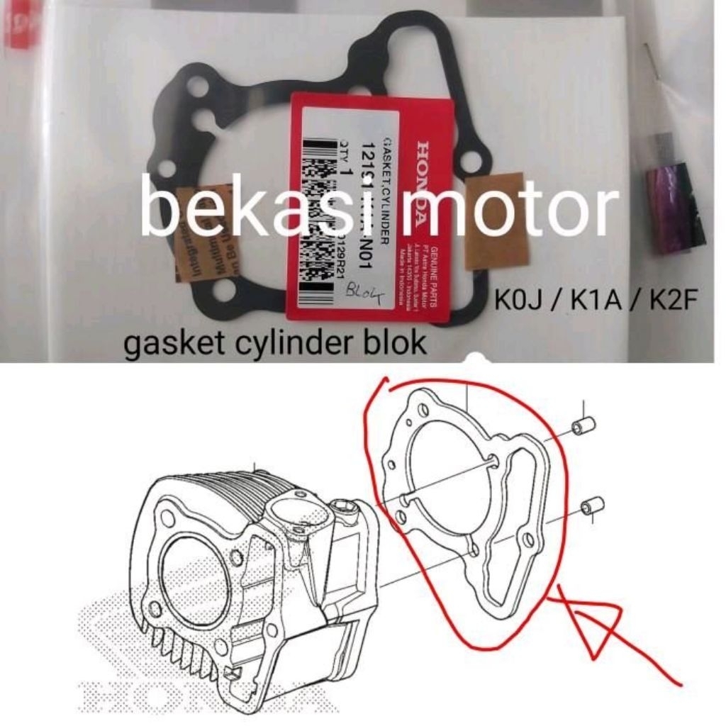12191-K1A-N01 / K0J บรรจุปะเก็นเสื้อสูบ honda genio / beat deluxe K1A K1AL / scoopy K2F K2FP เดิม