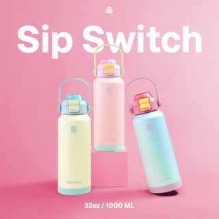 [SipnPack] SipSwitch Bottle 32oz | 1000ml Insulated Bottle | Silicone Straw Lid | Botol Minum 1 Liter Tahan Panas / Dingin Portable Stainless Steel Tumblr