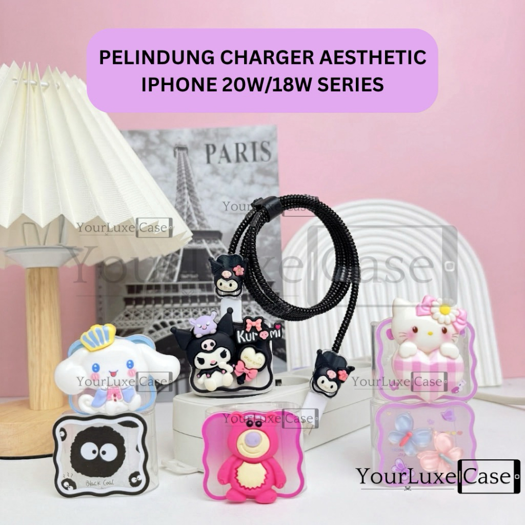 [MADANI] IPHONE CHARGER PROTECTOR CUTE CARTOON MOTIF CHARGER HEAD CABLE PROTECTOR