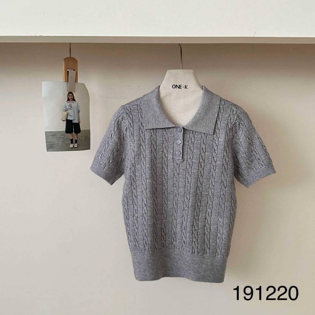 [LC] ONE-K 191220 BRAID KNIT COLLAR TOP