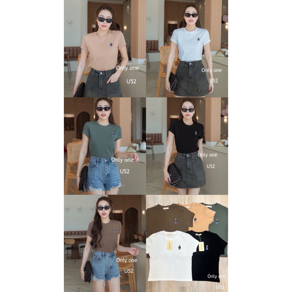WOMENS FASHION SEMI CROP BEAR TOP U52 (THG019)