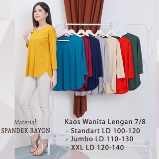 Kaos Wanita 7/8 Big Size  | Kaos Oversize Lengan 7/8 | Kaos Jumbo Lengan Panjang | Kaos Wanita Lengan 7/8