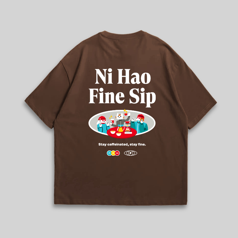 เสื้อยืด Ni Hao Fine Sip Oversize (Espresso)
