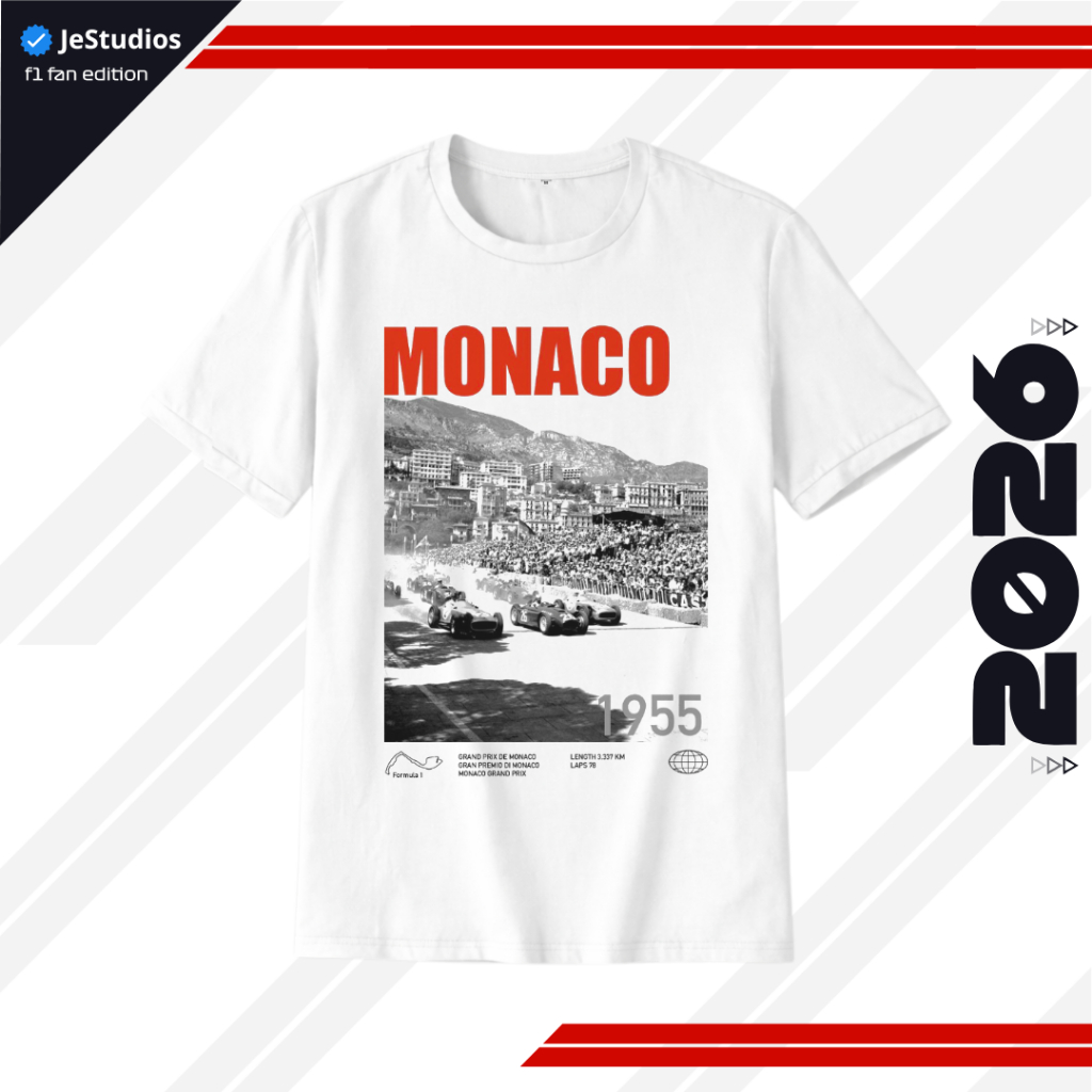เสื้อยืด F1 Monaco Grand Prix 1955 Formula 1 เสื้อยืด