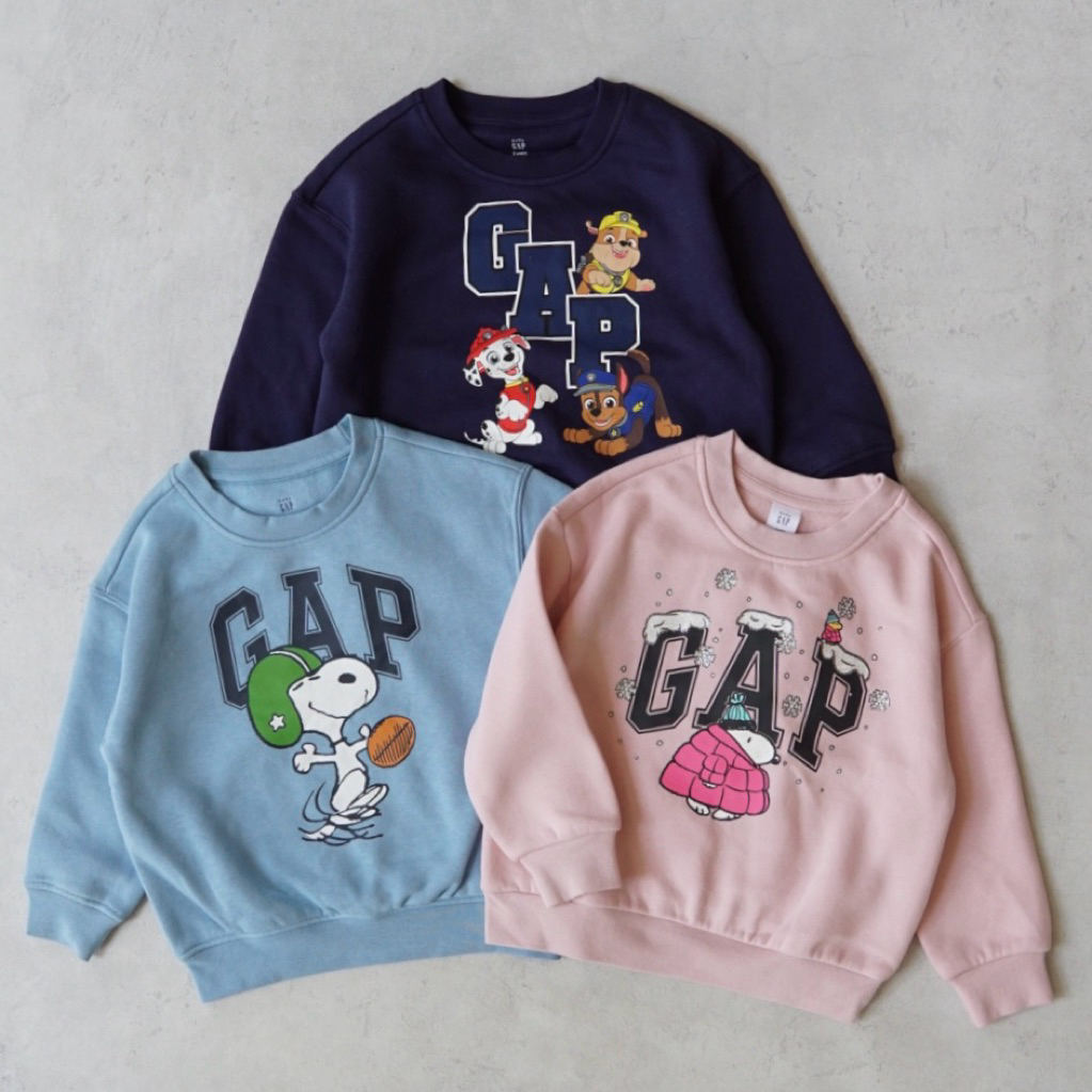 เสื้อสเวตเตอร์เด็ก GAP Snoopy & Paw Patrol | ขนาด 6m-5y | สีกรมชมพู | เสื้อสเวตเตอร์ผ้าฟลีซแขนยาวสํา