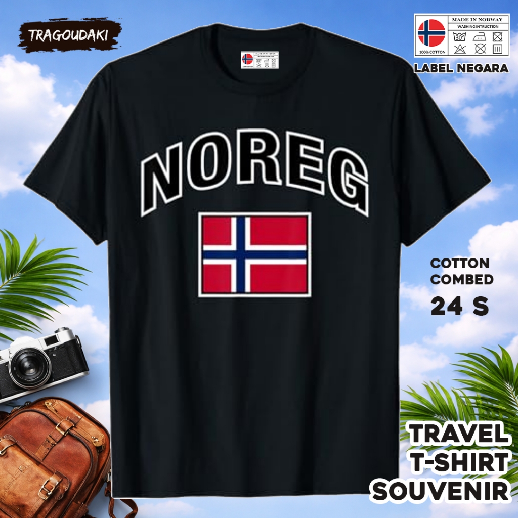 NORWAY เสื้อยืดของที่ระลึก NORWAY 67 Tag ของที่ระลึกเสื้อผ้าทําจากผ้าฝ้ายหวี 24 วินาที