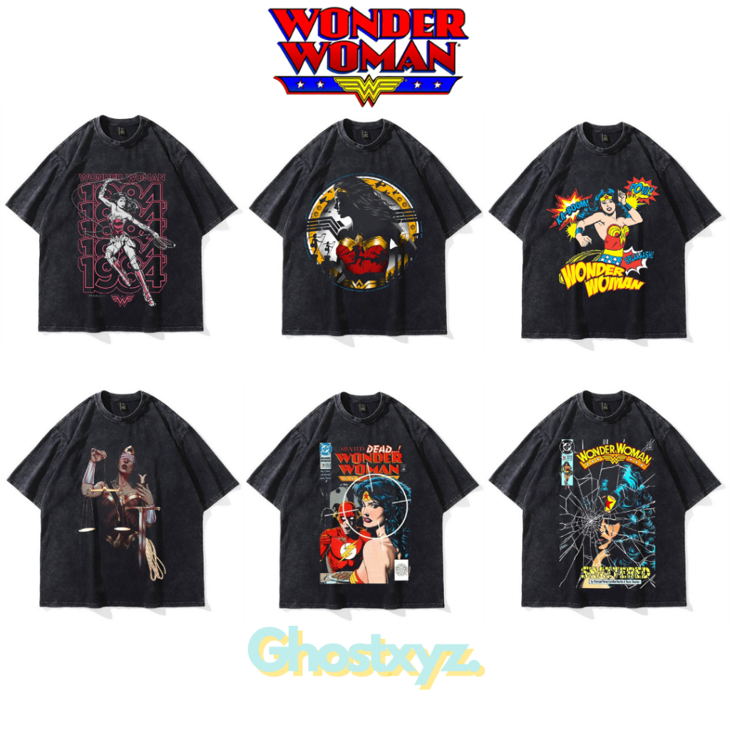 Ghostxyz เสื้อยืด Wonder Woman Wash Oversize Vintage Tee