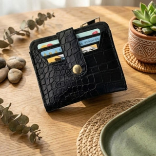 Dompet Croco Kancing Lipat Wanita Terbaru Kulit Sintetis Motif Model Simple Desain Elegan by VR Bag