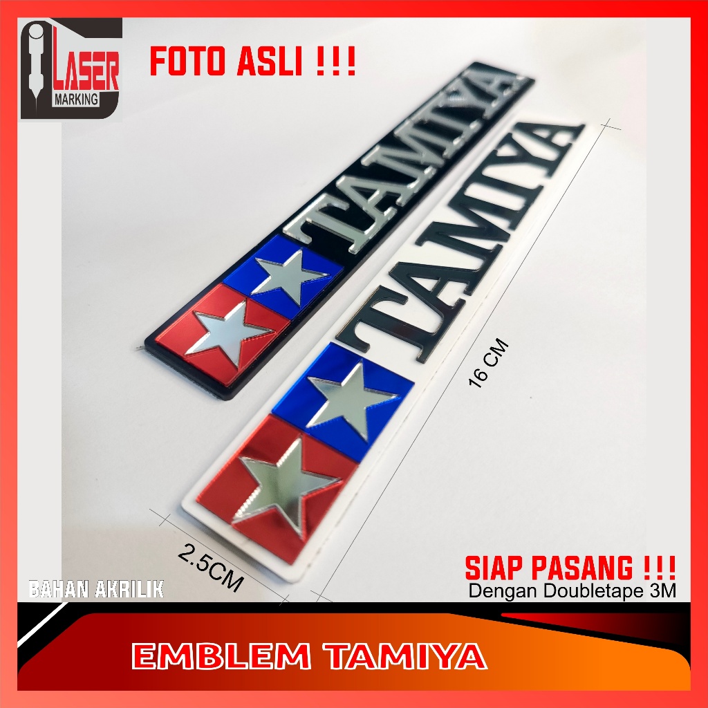 TAMIYA โลโก้ EMBLEM 2.5 ซม.X 16 ซม. ACRYLIC MATERIAL ไม่ใช่สติกเกอร์ตัวแปรของรถจักรยานยนต์และรถยนต์