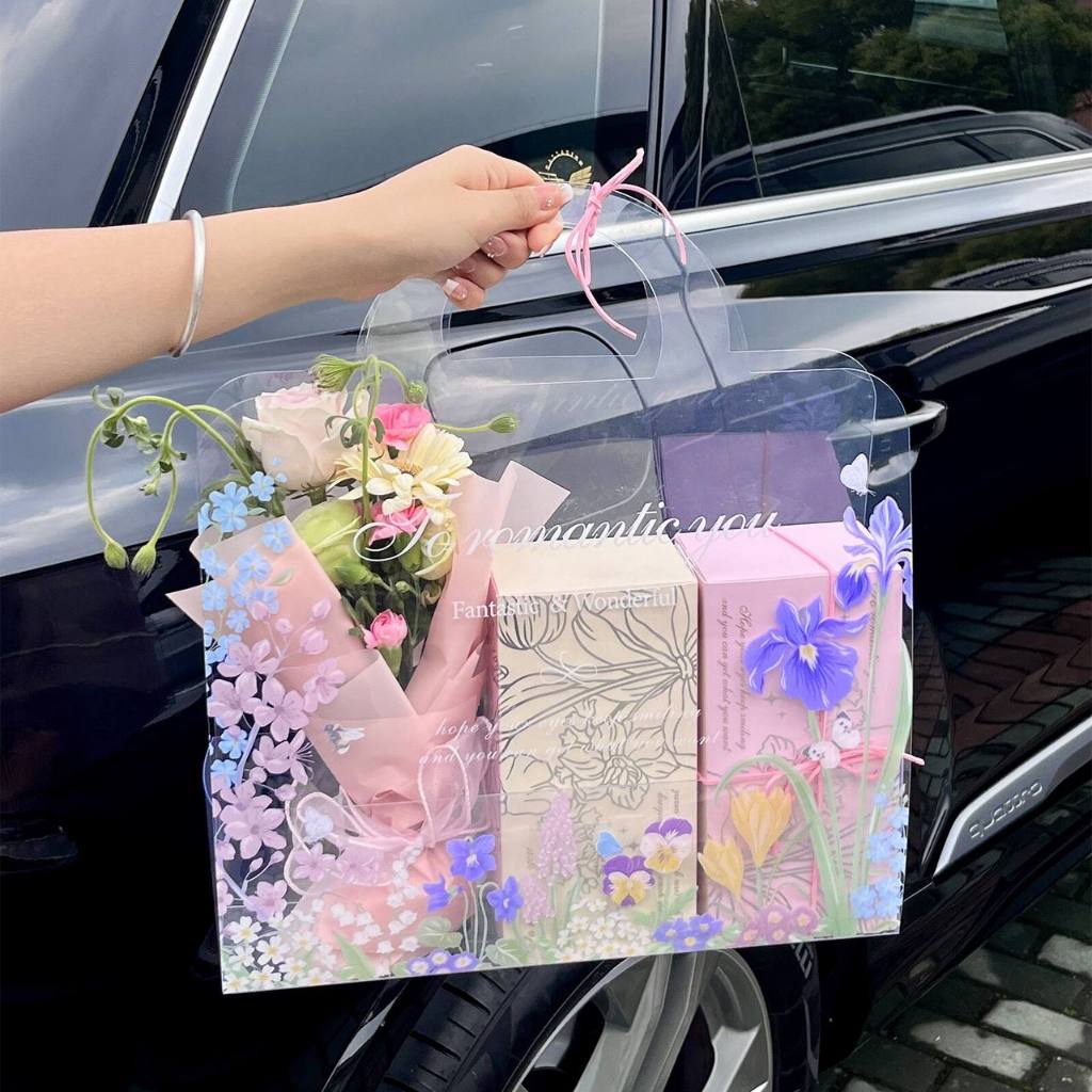 1 ชิ้น Mothers Day Edition Tote Bag / Mothers Day Clear Transparent Tote Box / Mothers Day Theme Cle