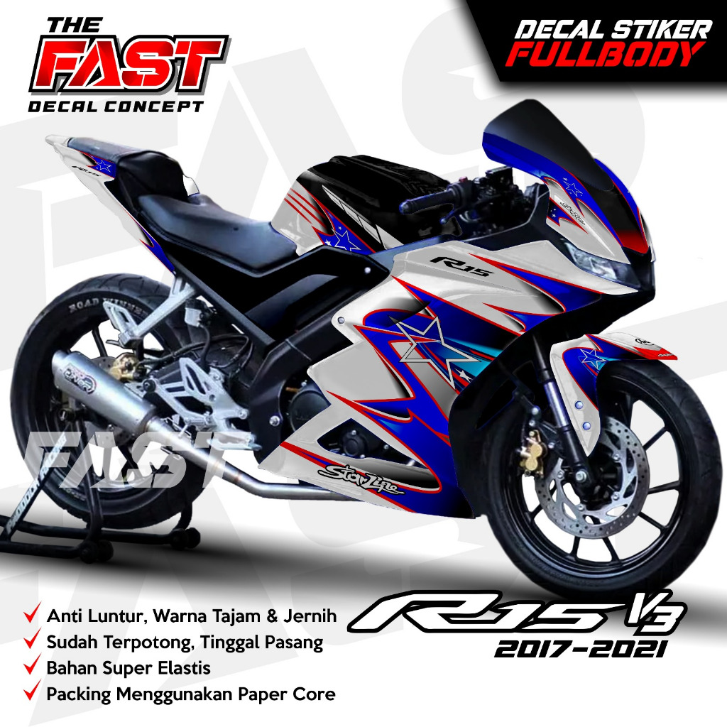 รูปลอก StiCker Yamaha R15v3 Full Body cool motif StiCker มอเตอร์ R15 v3 รูปลอก R15 anti-fade
