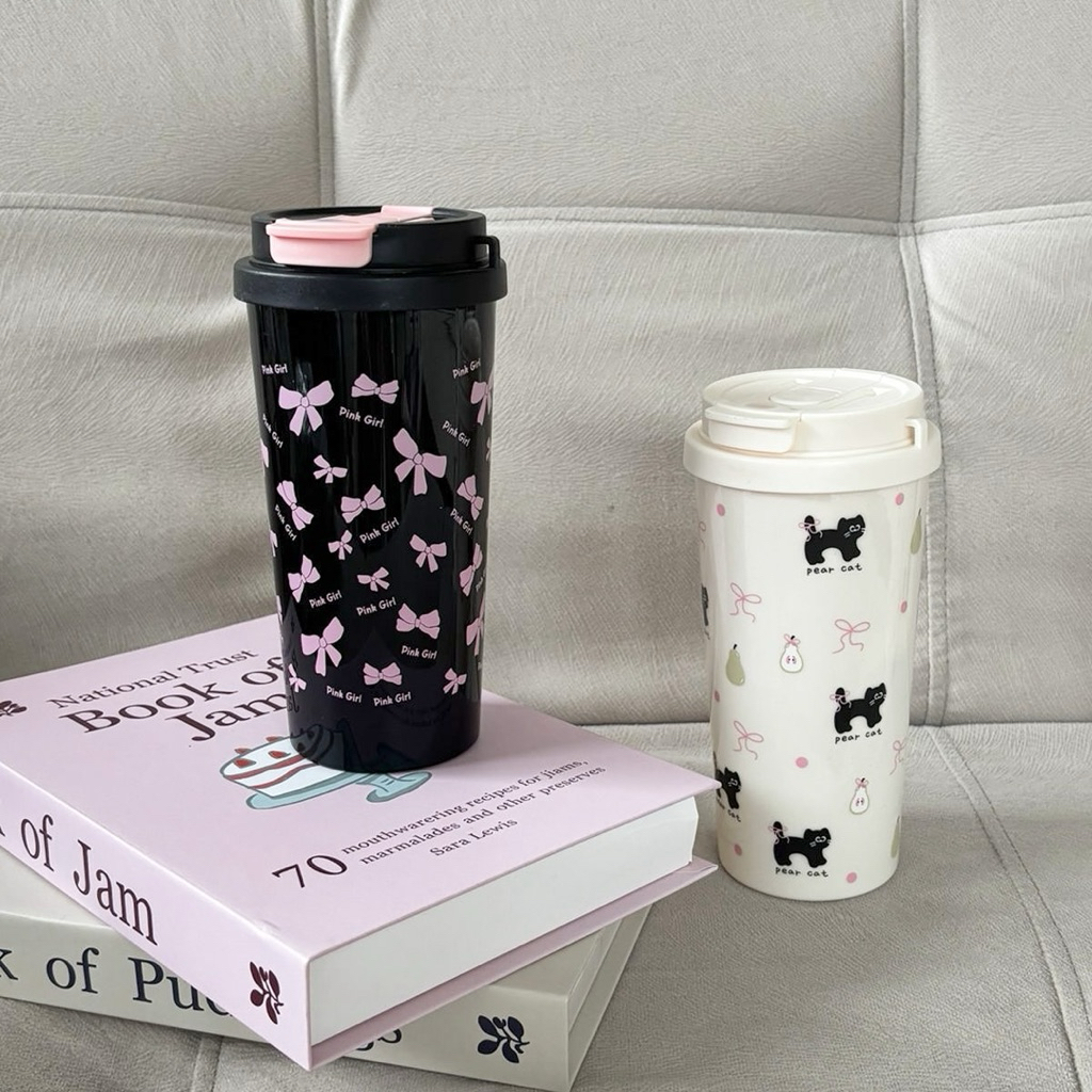 Mocorie - Milkdoll Coquette แก้วน้ําพลาสติก / coquette พลาสติกแก้วริบบิ้นสีชมพู / coquette Tumbler /