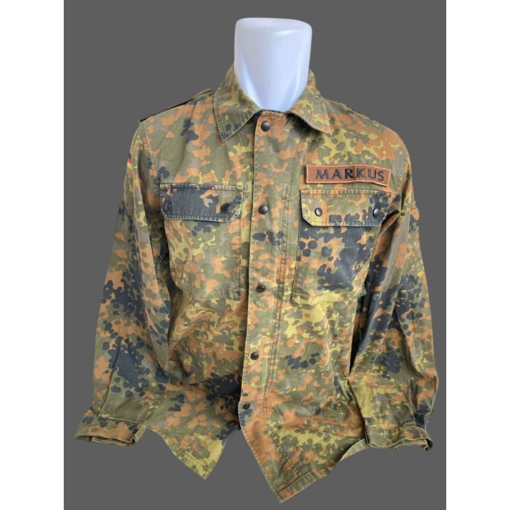 KEMEJA Original German Army Fleecktarn Camo BDU Shirt (36)