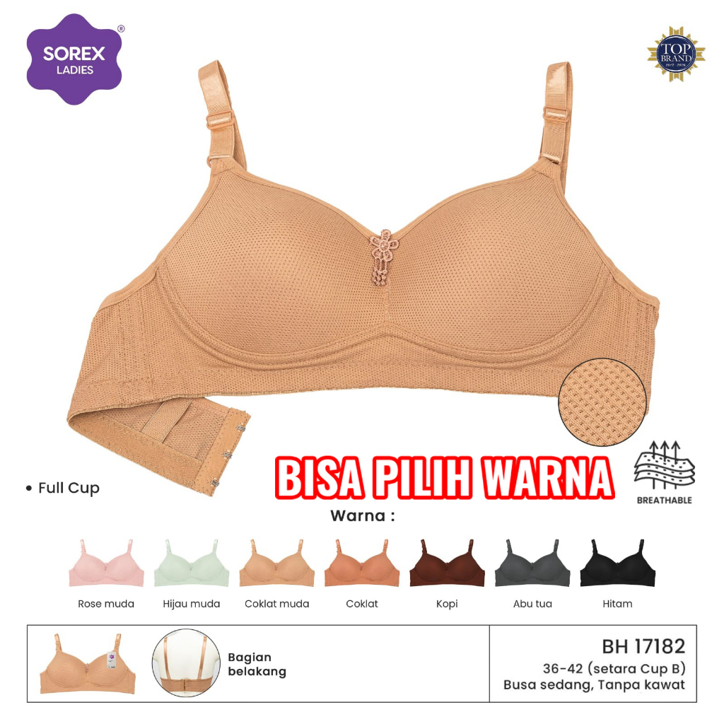 SOREX 3-HOOK WIRELESS FULL CUP B FOAM BRA SIZE 36-42 NEWEST COMFORTABLE DAILY BRA 17182