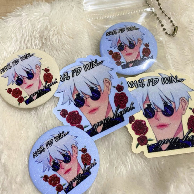[stelluxstudio] Gojo Satoru meme Giltter พินและชุดสติ๊กเกอร์