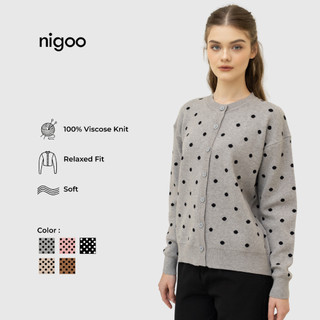 NIGOO Dotty Cardigan Polkadot Knitwear Wanita