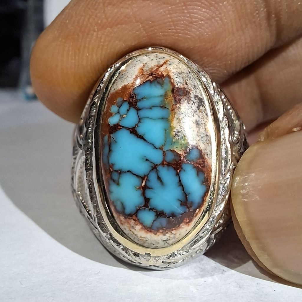 PERSIAN TURQUOISE TOSCA BLUE EST DIM 19x11x7 RING 10