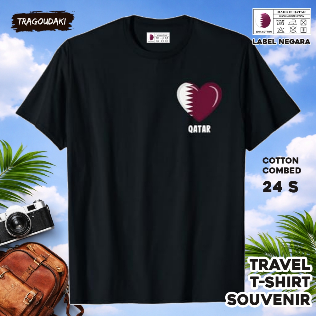 QATAR ของที่ระลึก T-SHIRT QATAR 5 ของที่ระลึก Tag เสื้อทําจากผ้าฝ้ายหวี 24 ชิ้น